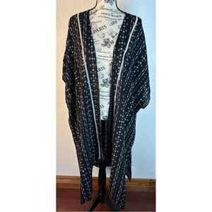 Hem & Thread NWT Boho Aztec Southwest Print MIDI Length Kimono Duster, ONE SIZE